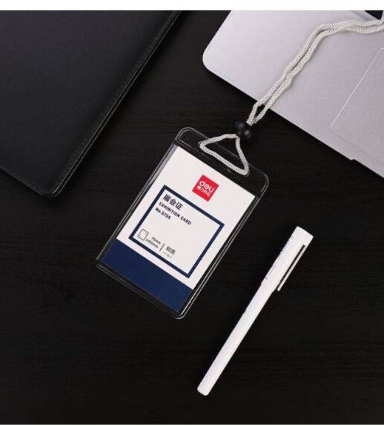 Porte-Badge Deli 70×104 mm – Étui Transparent en PVC pour Cartes et Badges